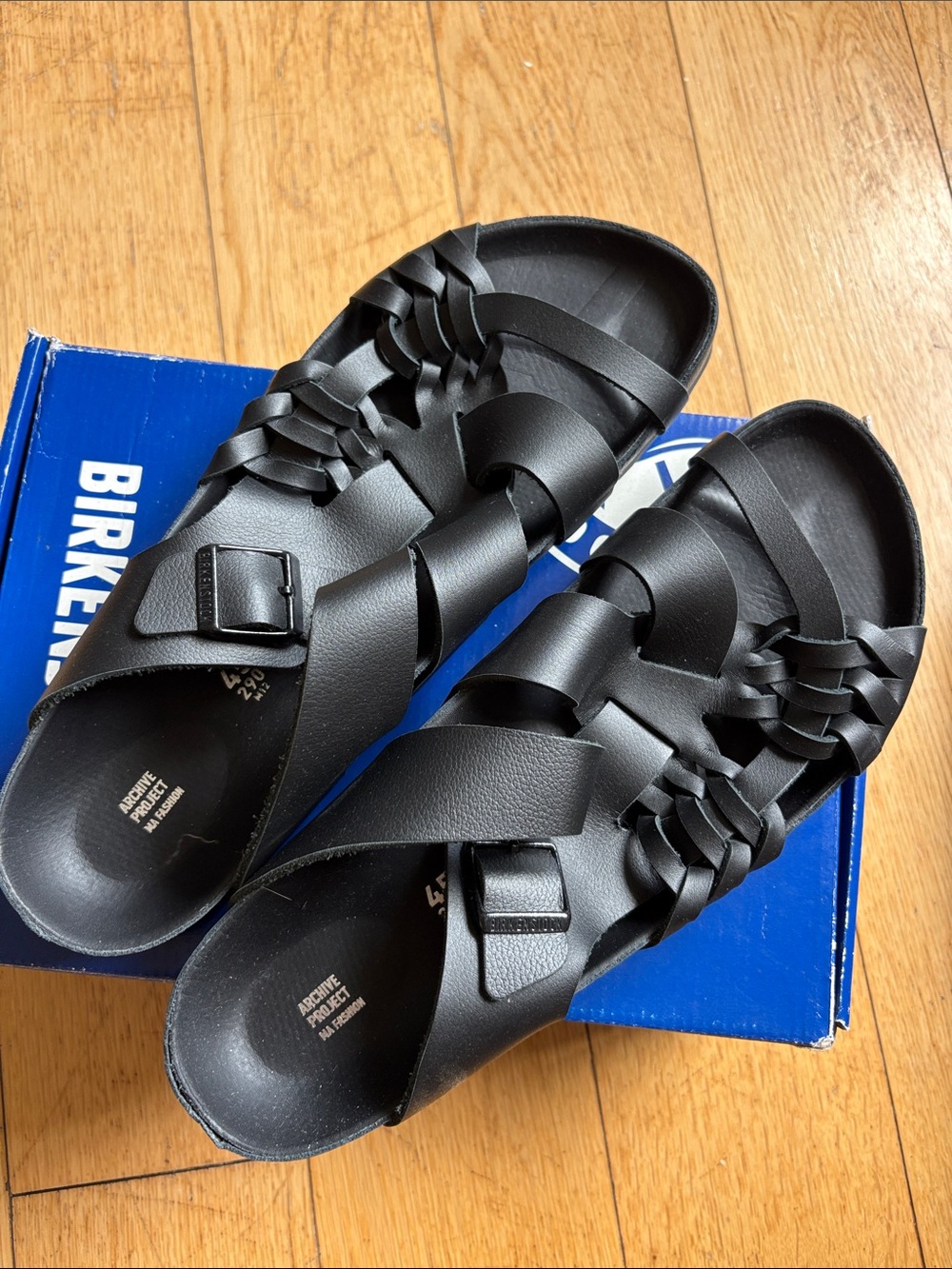 Birkenstock Tallahassee Black Leather Sandals size 45 Narrow